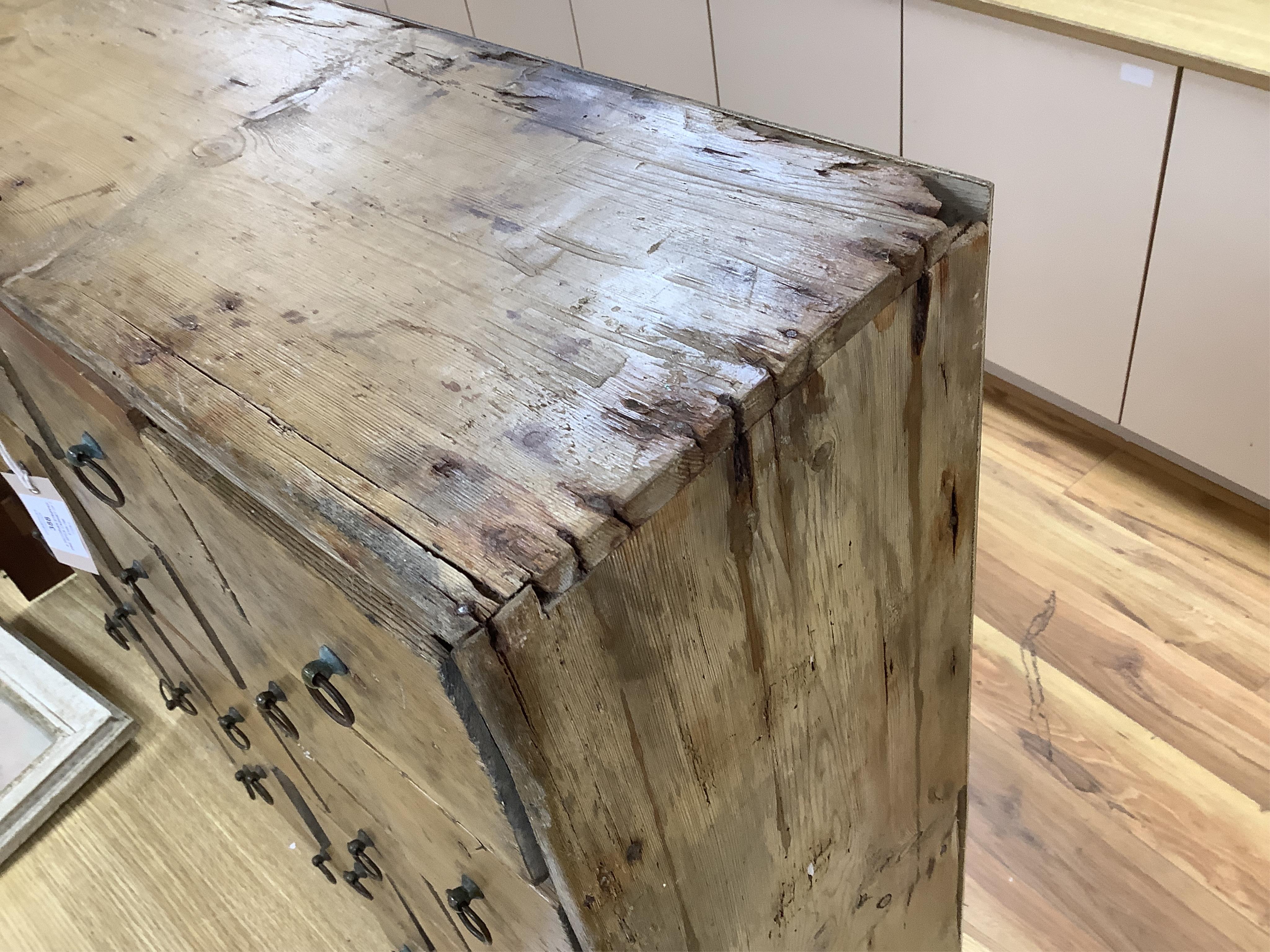 A Victorian stripped pine spice cabinet of twenty six drawers, 68cm wide x 63cm high x 22cm deep. Condition - fair to good